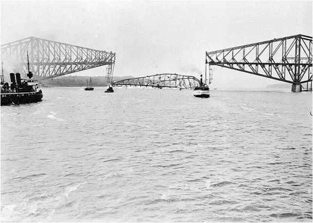 Wreckage of the Quebec Bridge after the 1907 collapse