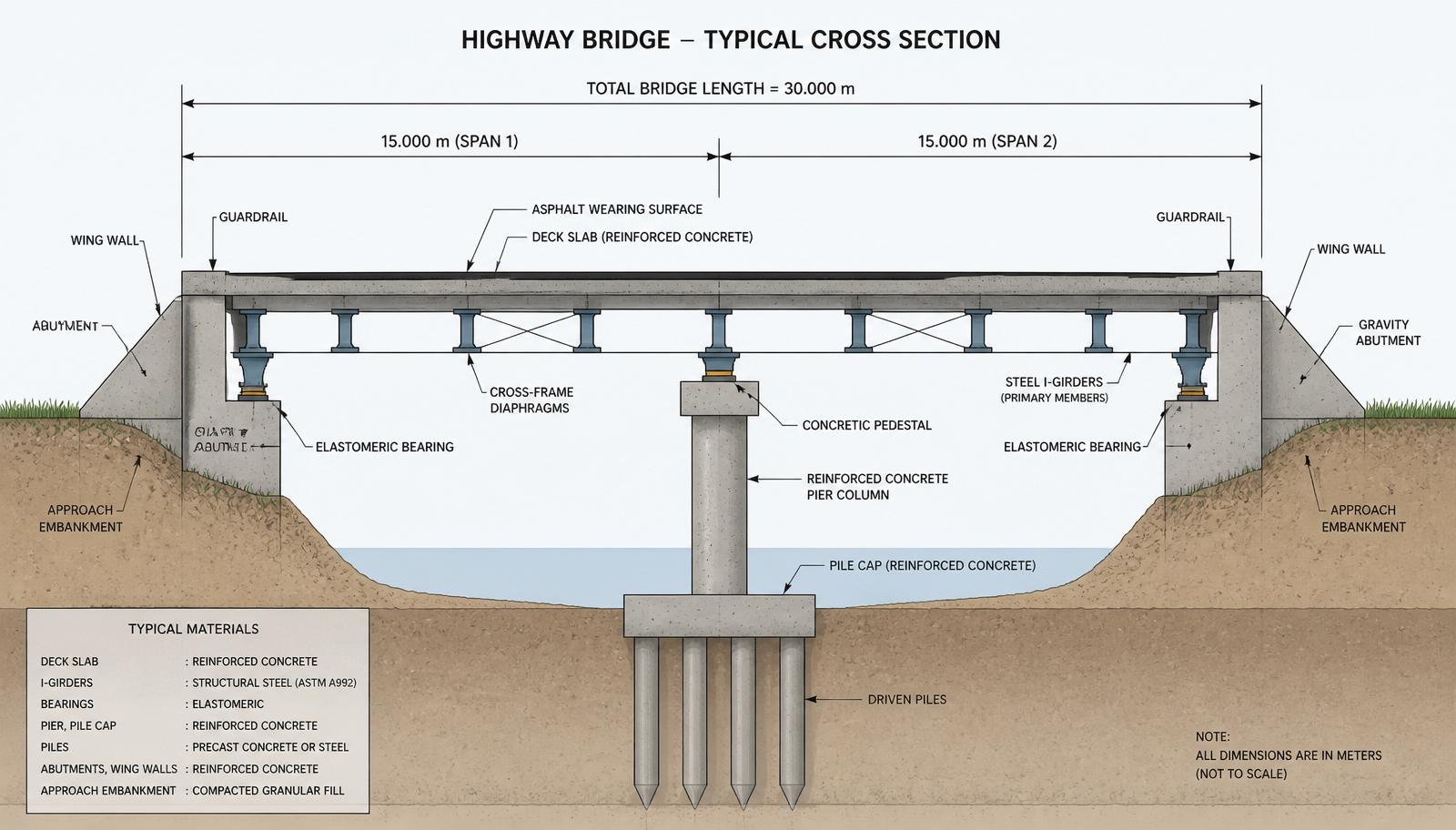 Labeled bridge anatomy cross-section