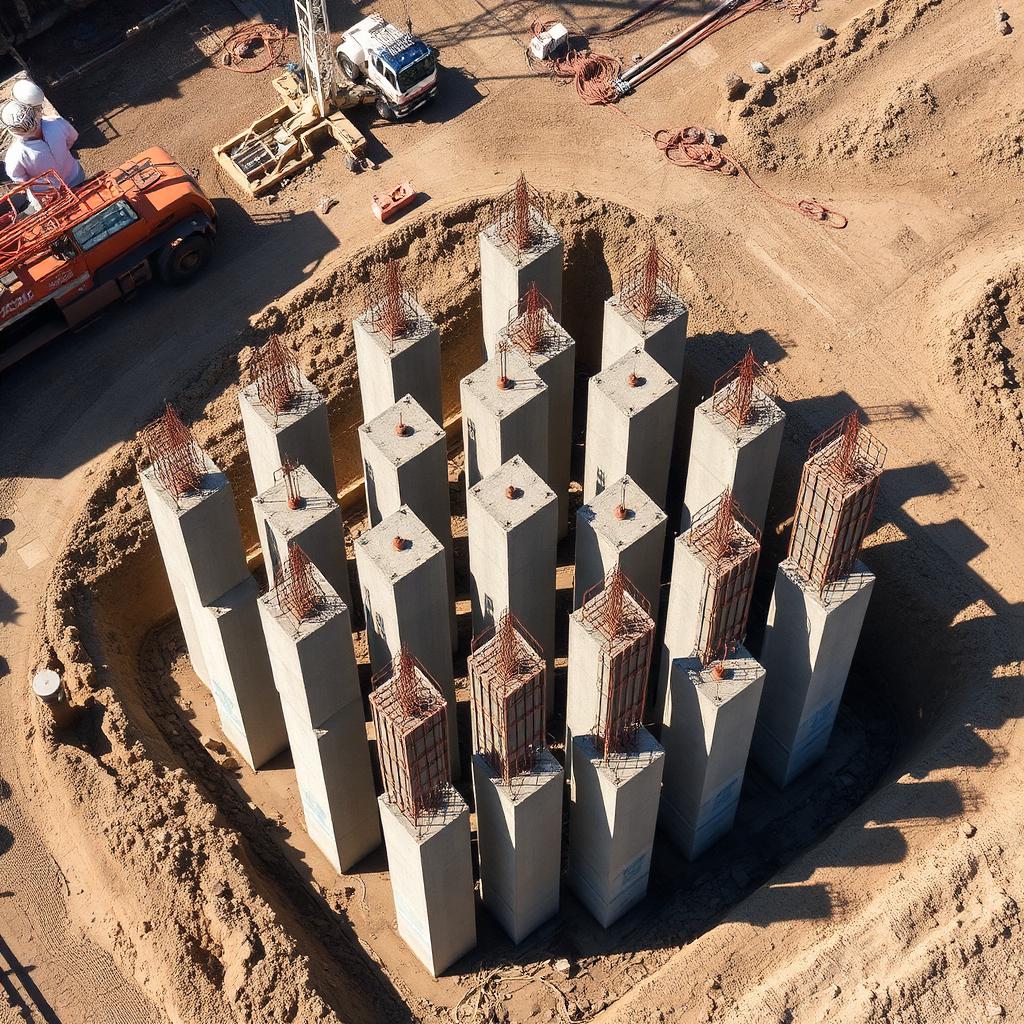 3x3 precast pile group at bridge pier