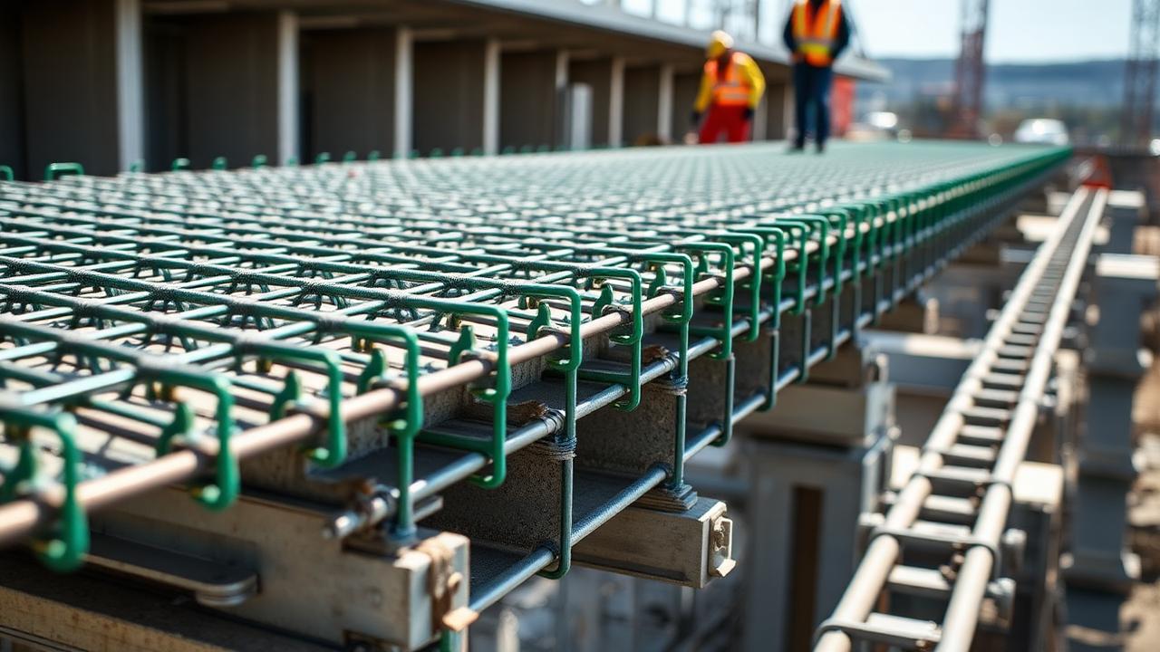 Bridge deck slab rebar over metal deck forms