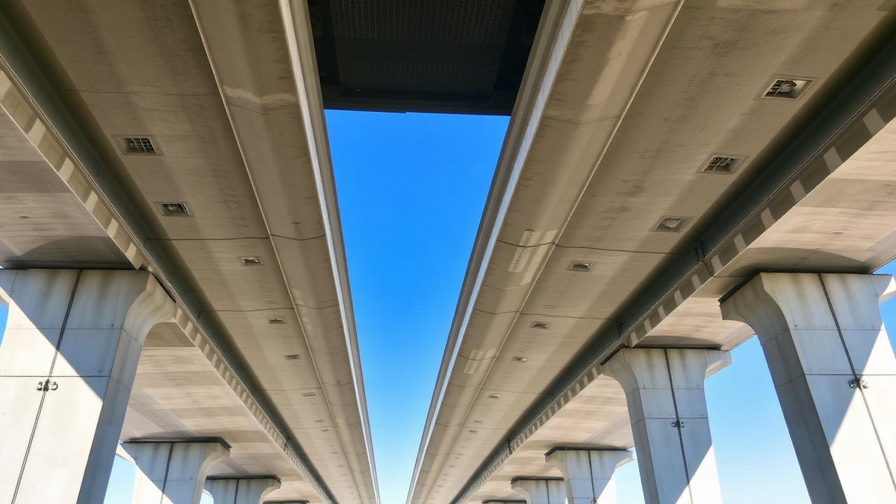 Row of prestressed concrete I-girders forming the primary superstructure