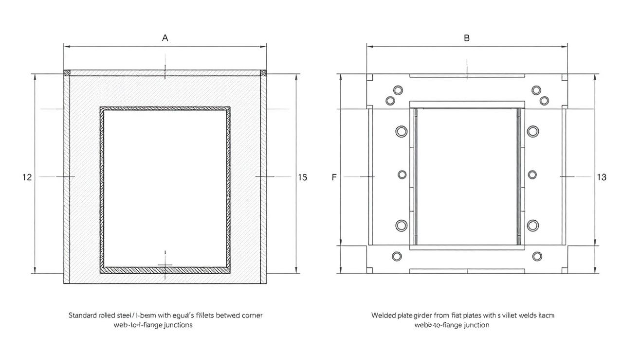 Comparison of a rolled W-shape and a welded plate girder cross section